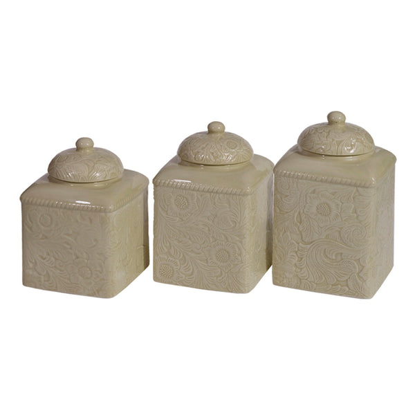 HiEnd Accents Savannah Canister Set DI4001CS-OS-TP Taupe Ceramic 6x6x9