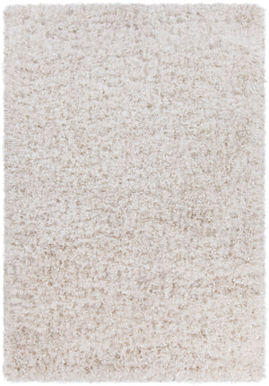 Chandra Rugs Diano 100% Polyester Hand-Woven Shag Rug White 9' x 13'