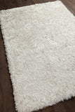 Chandra Rugs Diano 100% Polyester Hand-Woven Shag Rug White 9' x 13'