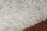 Chandra Rugs Diano 100% Polyester Hand-Woven Shag Rug White 9' x 13'