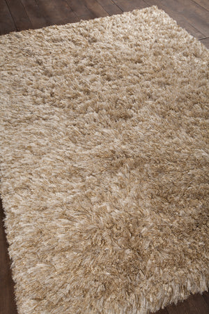 Chandra Rugs Diano 100% Polyester Hand-Woven Shag Rug Tan 9' x 13'