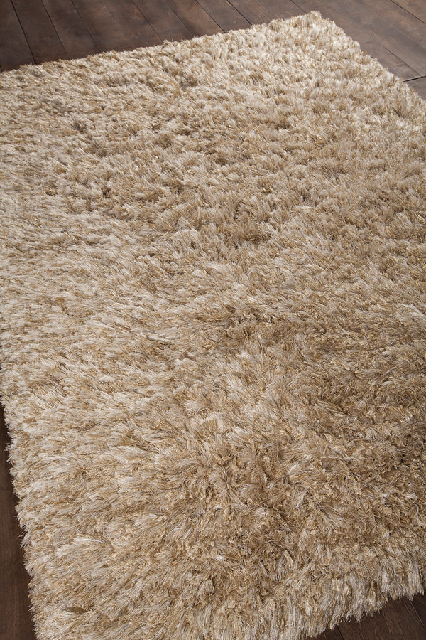 Chandra Rugs Diano 100% Polyester Hand-Woven Shag Rug Tan 9' x 13'