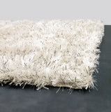 Chandra Rugs Dior 100% Polyester Hand-Woven Contemporary Shag Rug White/Black 9' x 13'