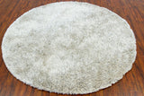 Chandra Rugs Dior 100% Polyester Hand-Woven Contemporary Shag Rug White/Black 7'9 Round