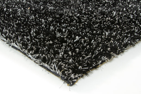 Chandra Rugs Dior 100% Polyester Hand-Woven Contemporary Shag Rug Black/White 9' x 13'