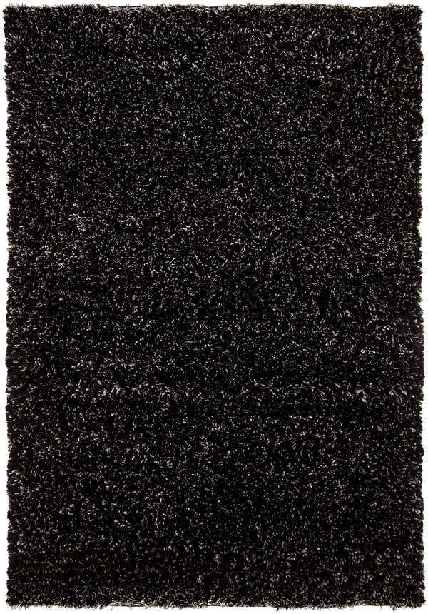 Chandra Rugs Dior 100% Polyester Hand-Woven Contemporary Shag Rug Black/White 9' x 13'