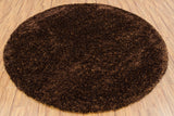 Chandra Rugs Dior 100% Polyester Hand-Woven Contemporary Shag Rug Brown/Black 7'9 Round