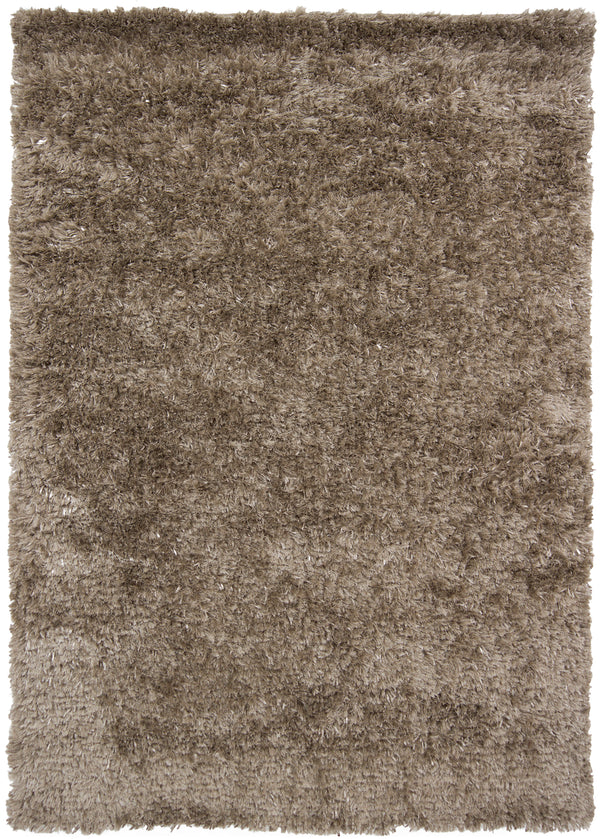 Chandra Rugs Dior 100% Polyester Hand-Woven Contemporary Shag Rug Taupe/Black 9' x 13'