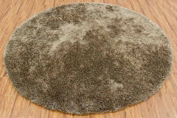 Chandra Rugs Dior 100% Polyester Hand-Woven Contemporary Shag Rug Taupe/Black 7'9 Round