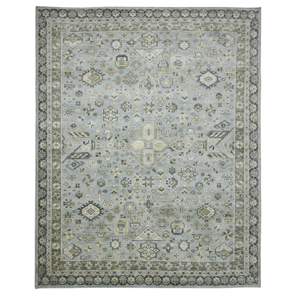 AMER Rugs Divine DIV-3 Hand-Knotted Bordered Transitional Area Rug Sky Blue 10' x 14'