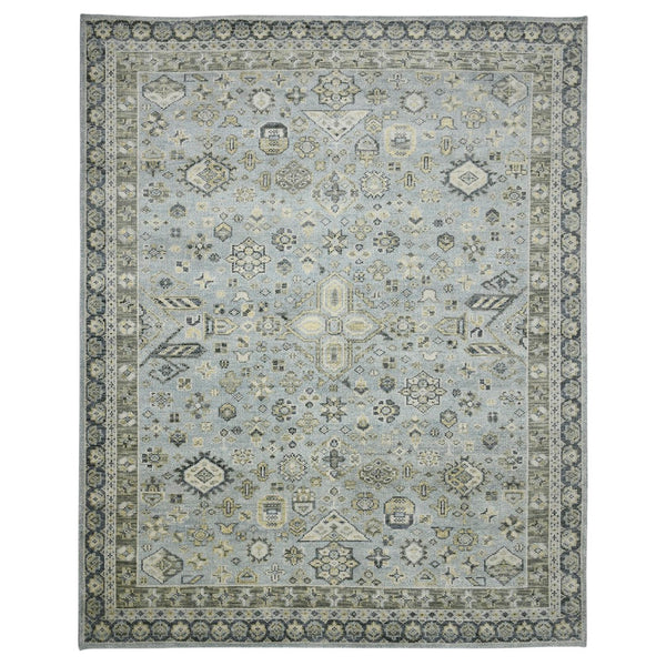 AMER Rugs Divine DIV-3 Hand-Knotted Bordered Transitional Area Rug Sky Blue 10' x 14'