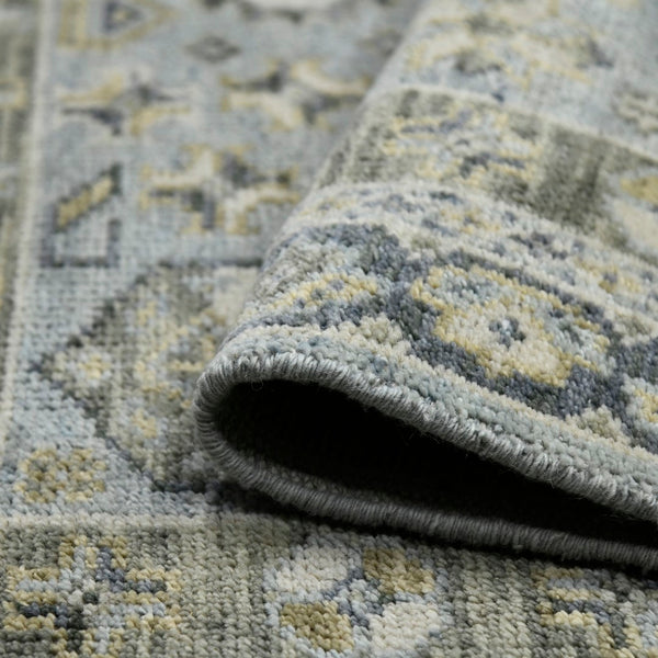 AMER Rugs Divine DIV-3 Hand-Knotted Bordered Transitional Area Rug Sky Blue 10' x 14'