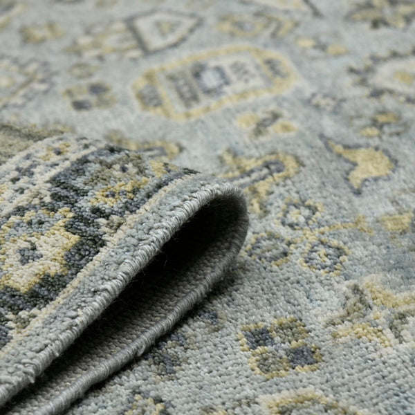 AMER Rugs Divine DIV-3 Hand-Knotted Bordered Transitional Area Rug Sky Blue 10' x 14'