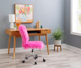 Faux Flokati Armless Office Chair Pink