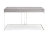 Sabine Desk In Gray Oak Veneer With Stainless Steel Base