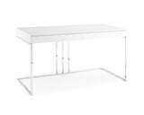 Sabine Desk In High Gloss White Lacquer With Stainless Steel Base