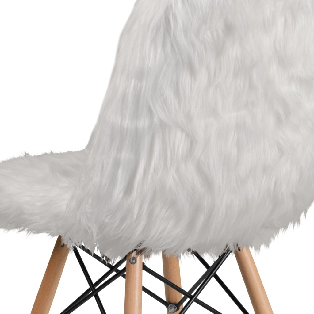 English Elm EE1759 Contemporary Commercial Grade Furry Chair White EEV-13399