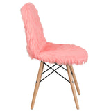 English Elm EE1759 Contemporary Commercial Grade Furry Chair Hermosa Pink EEV-13400