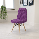 English Elm EE1759 Contemporary Commercial Grade Furry Chair Purple EEV-13401