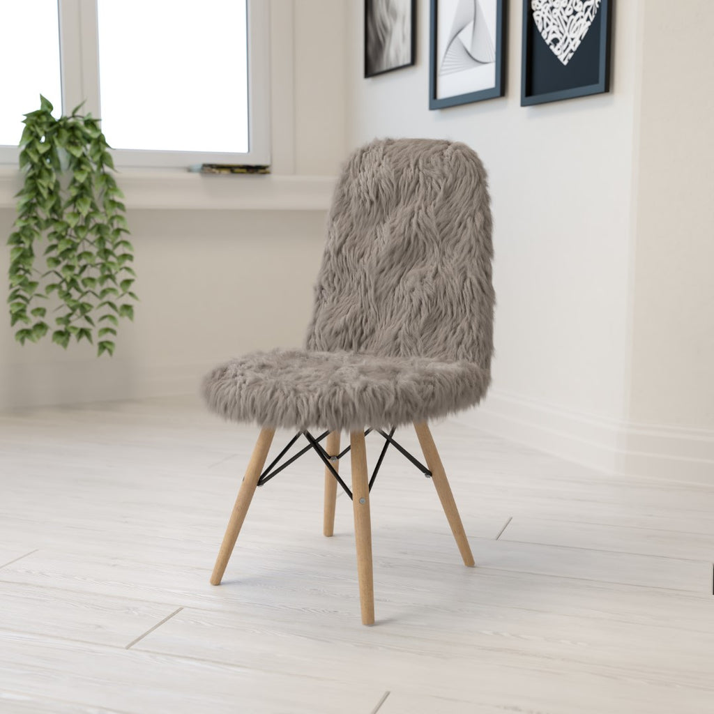 English Elm EE1759 Contemporary Commercial Grade Furry Chair Charcoal Gray EEV-13402