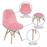 English Elm EE1759 Contemporary Commercial Grade Furry Chair Light Pink EEV-13404