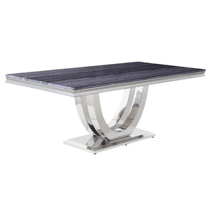 Cambrie Contemporary Dining Table Faux Marble & Mirrored Silver Finish DN00221-ACME