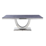 Cambrie Contemporary Dining Table Faux Marble & Mirrored Silver Finish DN00221-ACME