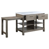 Feivel Transitional Kitchen Island with Pull Out Table Marble Top & Gray Finish DN00307-ACME