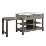 Feivel Transitional Kitchen Island with Pull Out Table Marble Top & Gray Finish DN00307-ACME