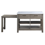 Feivel Transitional Kitchen Island with Pull Out Table Marble Top & Gray Finish DN00307-ACME