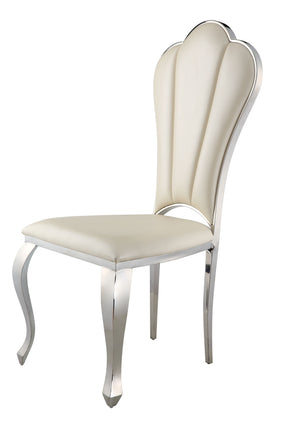 Cyrene Glam Side Chair (Set-2) Beige PU(#LJ503) DN00926-ACME