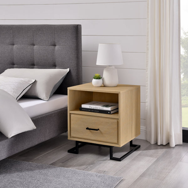 Walker Edison Danae Modern/Contemporary 20" Contemporary Metal and Wood Night Stand with One-Drawer DNAB4CCO