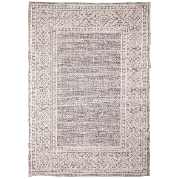 Trans-Ocean Liora Manne Dunes Border Casual Indoor/Outdoor Power Loomed 90% Polypropylene/10% Polyester Rug Silver 8'6" x 13'