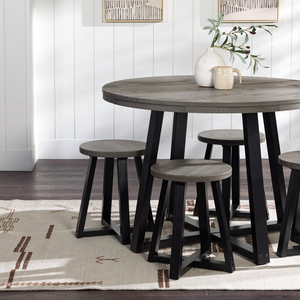 Walker Edison Durango Farmhouse/Rustic 42" Distressed Wood Round Dining Table DNGD6EGY