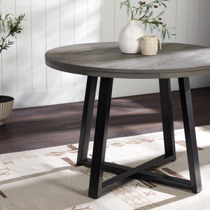 Walker Edison Durango Farmhouse/Rustic 42" Distressed Wood Round Dining Table DNGD6EGY