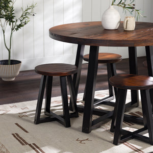 Walker Edison Durango Farmhouse/Rustic 42" Distressed Wood Round Dining Table DNGD6EMA