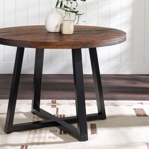 Walker Edison Durango Farmhouse/Rustic 42" Distressed Wood Round Dining Table DNGD6EMA