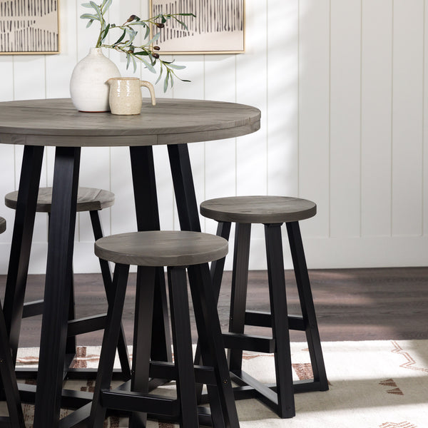 Walker Edison Durango Rustic/Farmhouse 36" Distressed Wood Round Counter Table DNGD8DGY