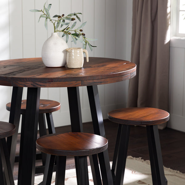 Walker Edison Durango Rustic/Farmhouse 36" Distressed Wood Round Counter Table DNGD8DMA