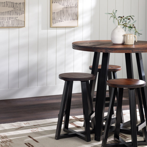 Walker Edison Durango Rustic/Farmhouse 36" Distressed Wood Round Counter Table DNGD8DMA