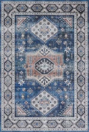 Momeni Novogratz Doheny DOH-3 Machine Made Transitional Oriental Indoor Area Rug Blue 9' x 12' DOHENDOH-3BLU90C0