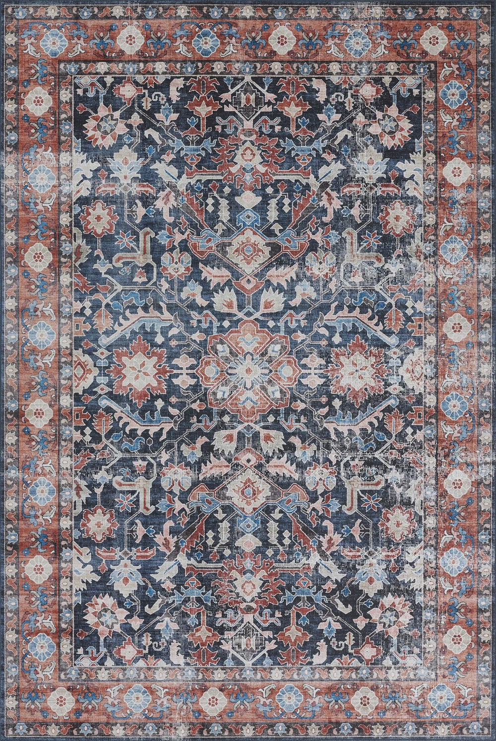 Momeni Novogratz Doheny DOH-4 Machine Made Transitional Oriental Indoor Area Rug Navy 9' x 12' DOHENDOH-4NVY90C0