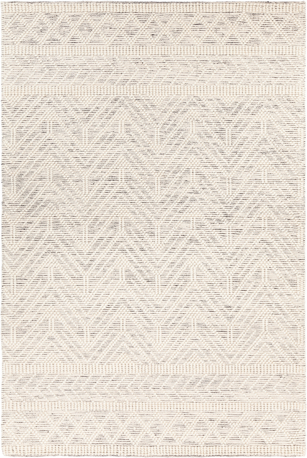 Chandra Rugs Doris 80 % Wool + 20% Cotton Hand-Woven Contemporary Rug Ivory/Black 7'9 x 10'6
