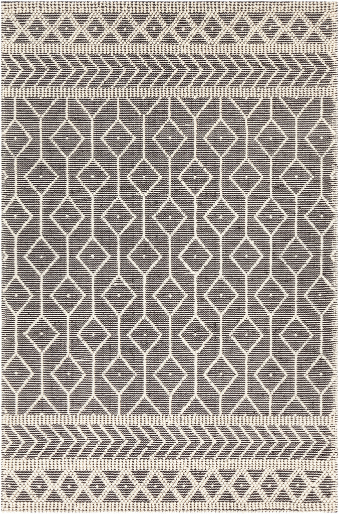 Chandra Rugs Doris 80 % Wool + 20% Cotton Hand-Woven Contemporary Rug Black/Ivory 7'9 x 10'6