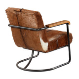 Dovetail Avery Natural Cow Hide Upholstered Arm Chair with Black Iron and Genuine Wood Accents DOV0401