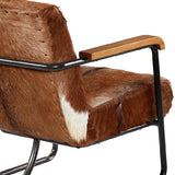 Dovetail Avery Natural Cow Hide Upholstered Arm Chair with Black Iron and Genuine Wood Accents DOV0401