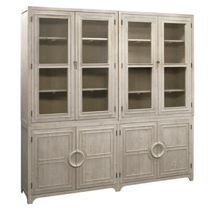 Dovetail Waylon 90" High Reclaimed Pine Large Storage Cabinet Finished in a Light Grey Wash DOV100000