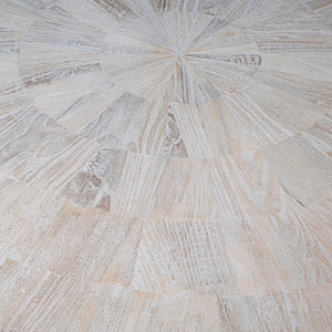 Dovetail Evan 52" Round Reclaimed Elm Pedestal Coffee Table Finished, Light Wash Finish DOV10352