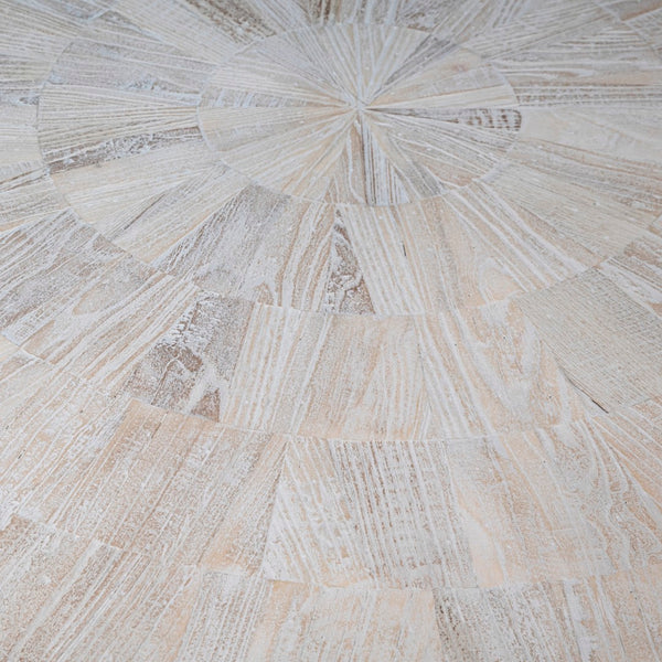 Dovetail Evan 52" Round Reclaimed Elm Pedestal Coffee Table Finished, Light Wash Finish DOV10352