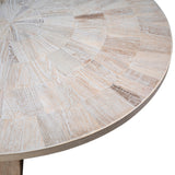 Dovetail Evan 52" Round Reclaimed Elm Pedestal Coffee Table Finished, Light Wash Finish DOV10352